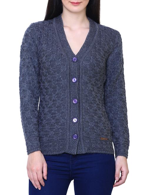 grey woolen cardigan - 14544380 - Standard Image - 1