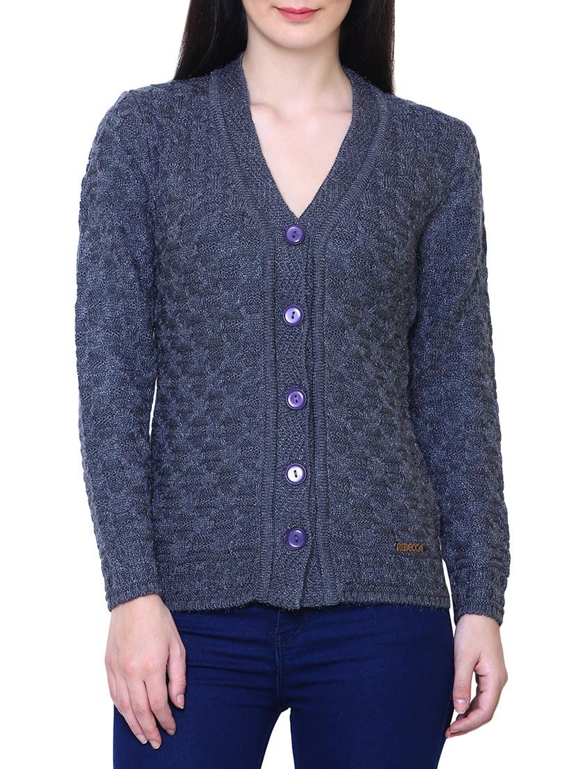 grey woolen cardigan - 14544380 - Zoom Image - 1