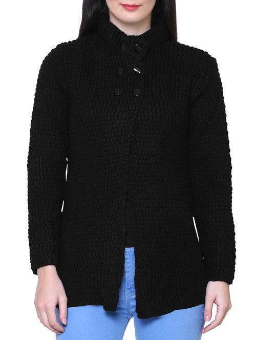 black woolen cardigan - 14544386 - Standard Image - 1