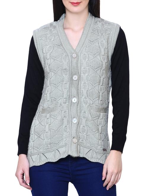 silver woolen cardigan - 14544392 - Very Small Image - 1