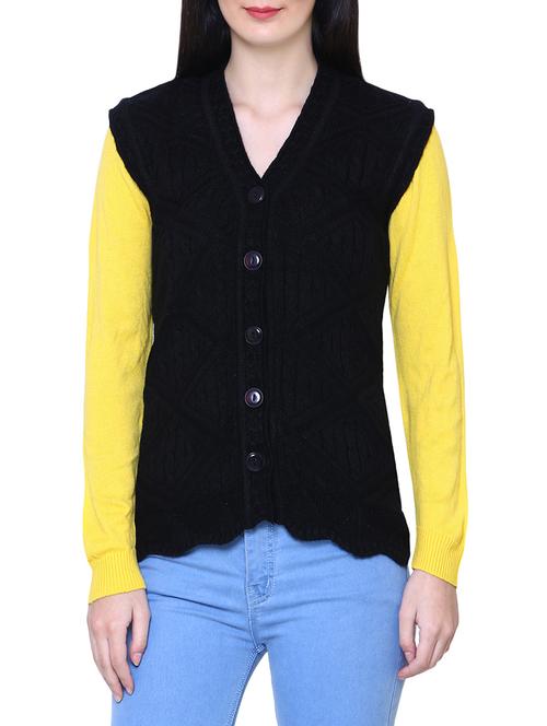 black woolen cardigan - 14544393 - Standard Image - 1