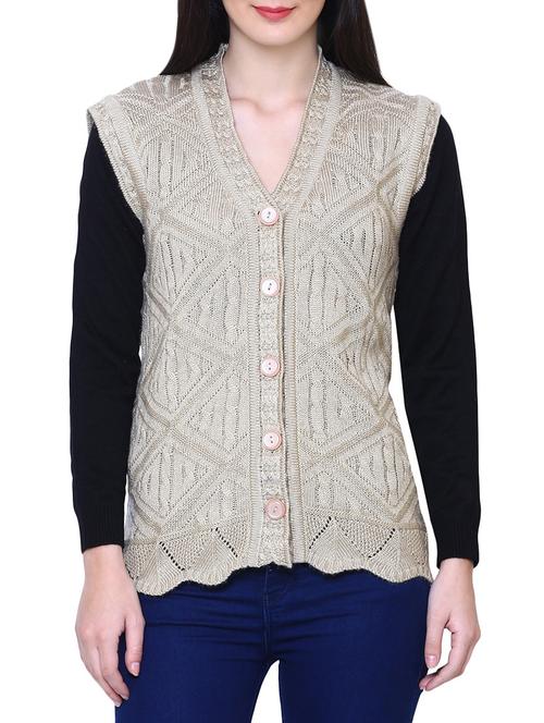 beige woolen cardigan - 14544397 - Standard Image - 1