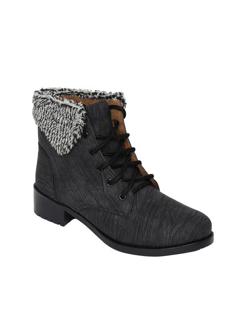 black faux leather ankle boot - 14544451 - Very Small Image - 1