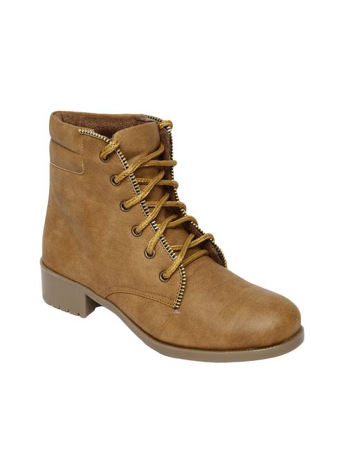 tan faux leather ankle boot - 14544453 - Standard Image - 1