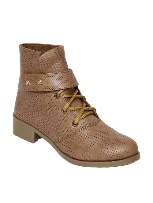 tan faux leather ankle boot - 14544459 - Standard Image - 1