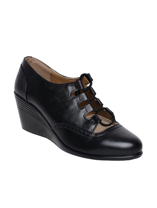 black faux leather laceup casual shoes - 14544469 - Standard Image - 1