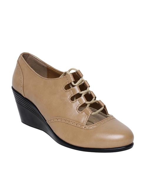 beige faux leather laceup casual shoes - 14544471 - Standard Image - 1