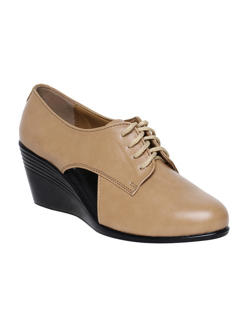 beige faux leather laceup casual shoes - 14544473 - Standard Image - 1