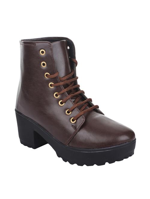 brown leatherette ankle boot - 14544493 - Very Small Image - 1