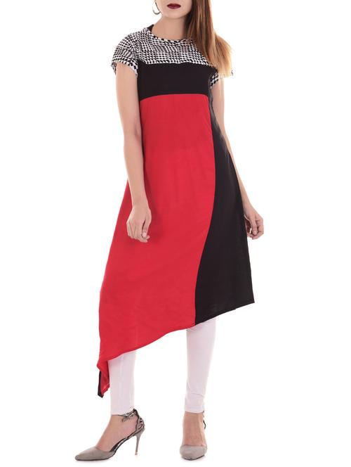 Multicolored rayon asymmetric kurta - 14544584 - Very Small Image - 1