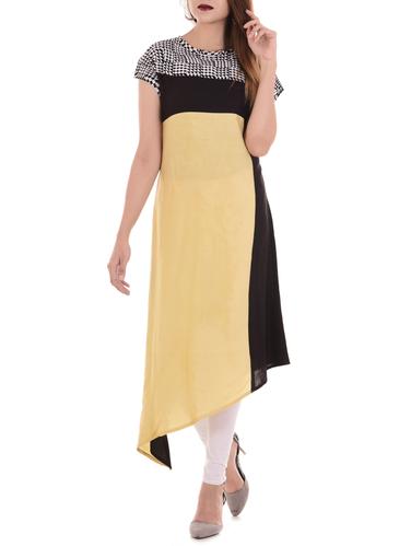 beige rayon asymmetric kurta - 14544586 - Very Small Image - 1