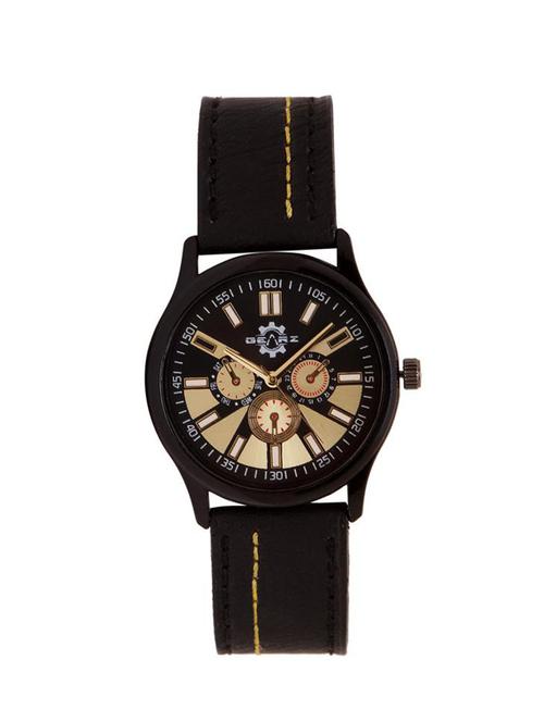 GEARZ Black Gold Watch for Men with Chronograph Pattern - For Men - 14544595 - Very Small Image - 1