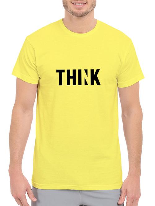 yellow cotton chest print tshirt - 14544631 - Standard Image - 1