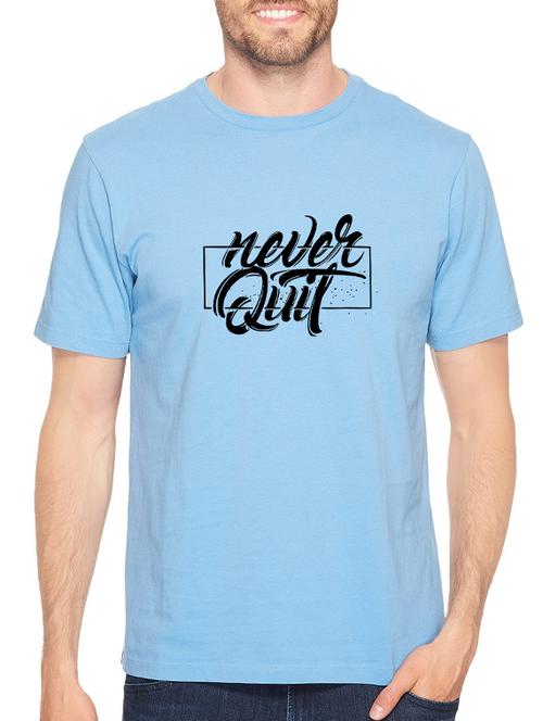 blue cotton chest print tshirt - 14544639 - Standard Image - 1