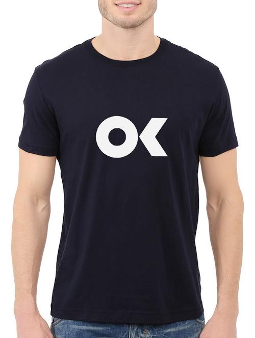 navy blue cotton chest print tshirt - 14544656 - Standard Image - 1