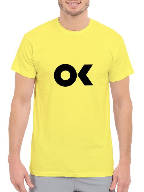 yellow cotton chest print tshirt - 14544661 - Standard Image - 1