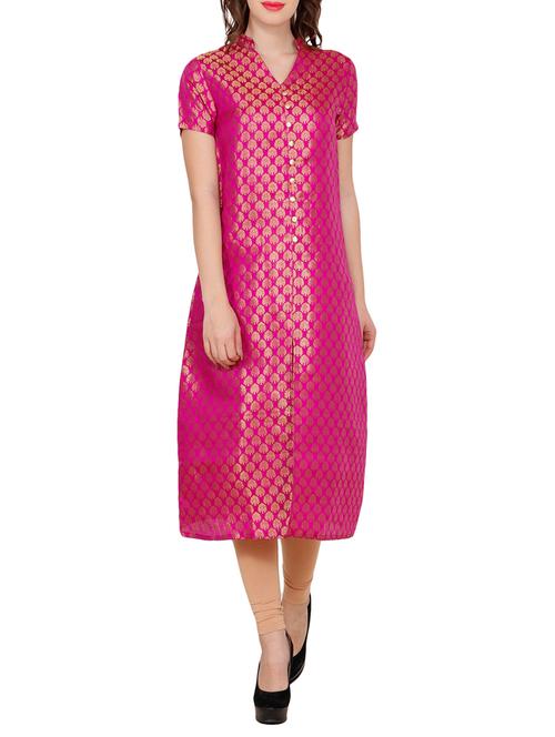 pink corduroy straight kurta - 14544705 - Very Small Image - 1