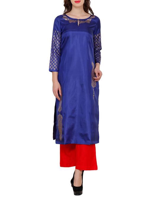 blue none straight kurta - 14544708 - Very Small Image - 1