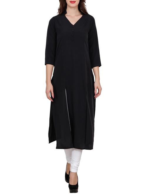black crepe straight kurta - 14544718 - Very Small Image - 1