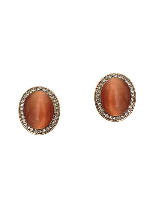 orange metal studs earrings - 14544877 - Standard Image - 1