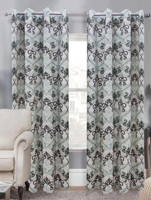 Cotton Printed Set of 2 Door Curtains - 14544882 - Very Small Image - 1
