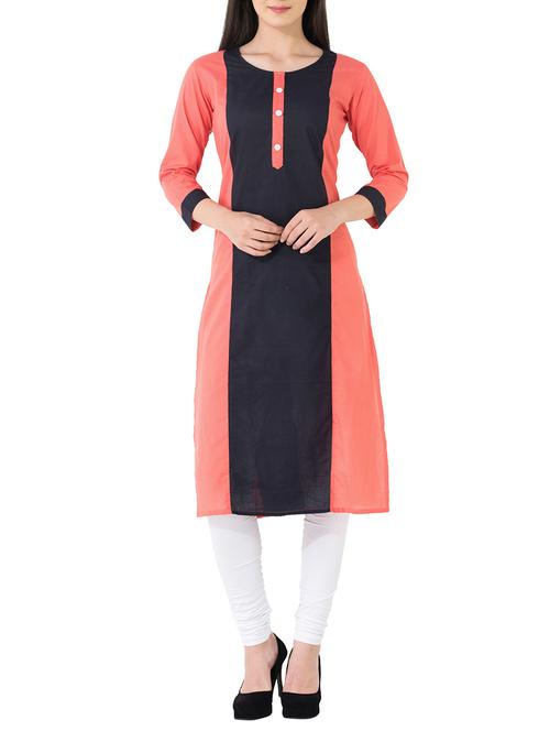 straight color block kurta - 14544889 - Very Small Image - 1
