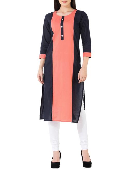 straight color block kurta - 14544894 - Very Small Image - 1