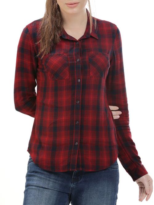 red checkered viscose shirt - 14545449 - Very Small Image - 1