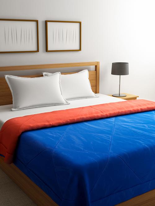 Blue & Coral Reversible Microfiber Double Comforter - 14545617 - Very Small Image - 1