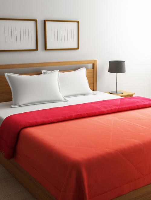 Red & Coral Reversible Microfiber Double Comforter - 14545618 - Very Small Image - 1