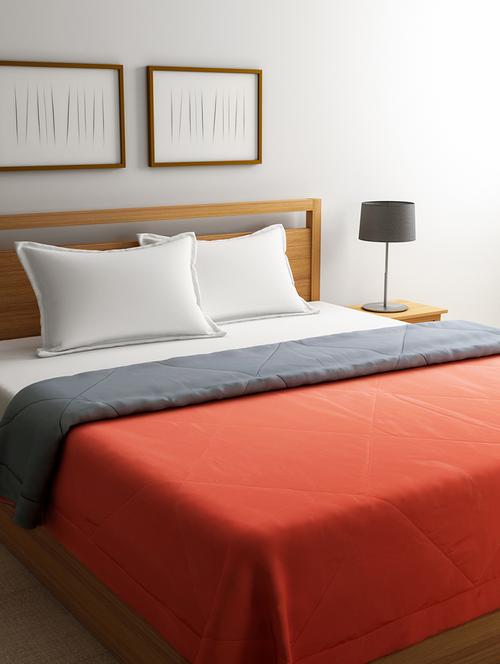 Grey & Coral Reversible Microfiber Double Comforter - 14545620 - Very Small Image - 1