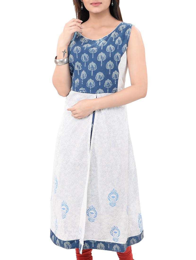 white cotton aline kurta - 14545633 - Zoom Image - 1