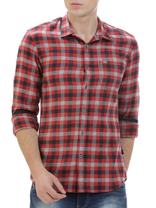 red cotton casual shirt - 14545686 - Very Small Image - 1