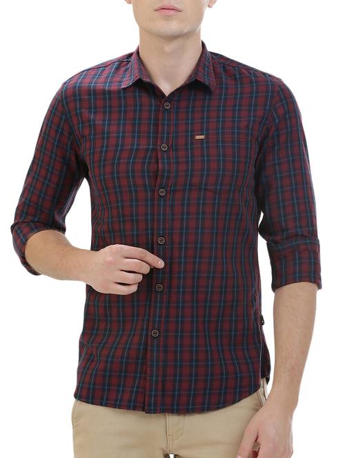 maroon cotton casual shirt - 14545687 - Very Small Image - 1