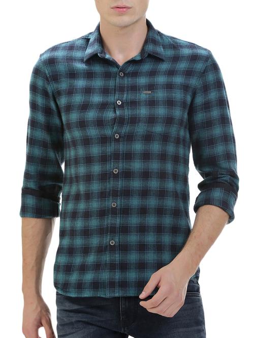 blue cotton casual shirt - 14545691 - Very Small Image - 1