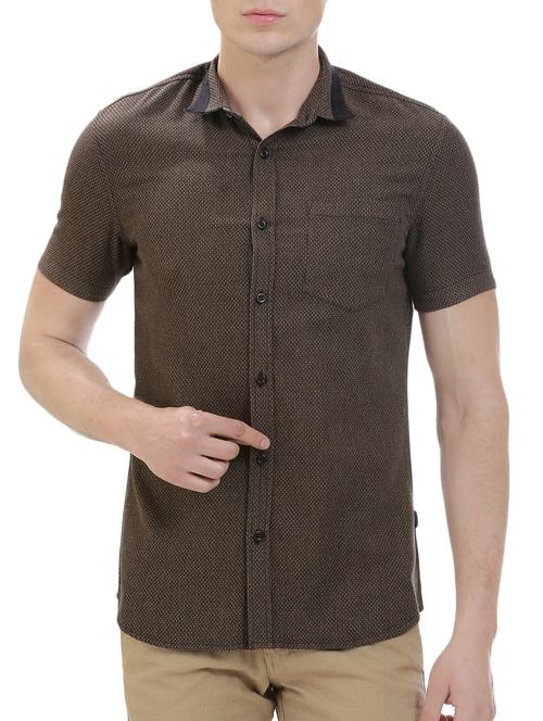 brown cotton casual shirt - 14545693 - Very Small Image - 1