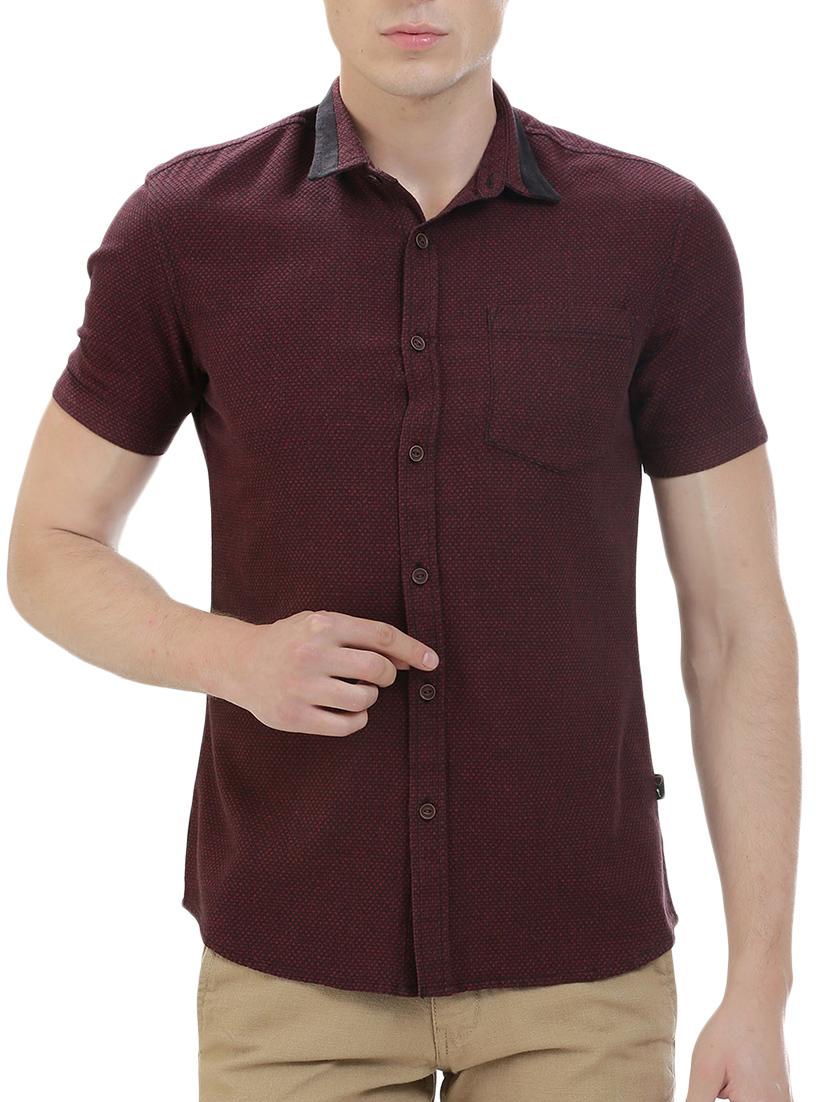 maroon cotton casual shirt