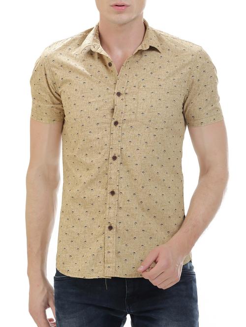 beige cotton casual shirt - 14545696 - Very Small Image - 1