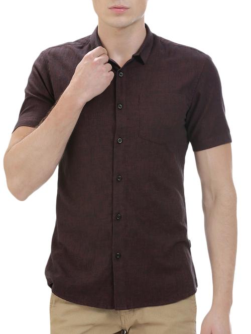 brown cotton casual shirt - 14545697 - Standard Image - 1
