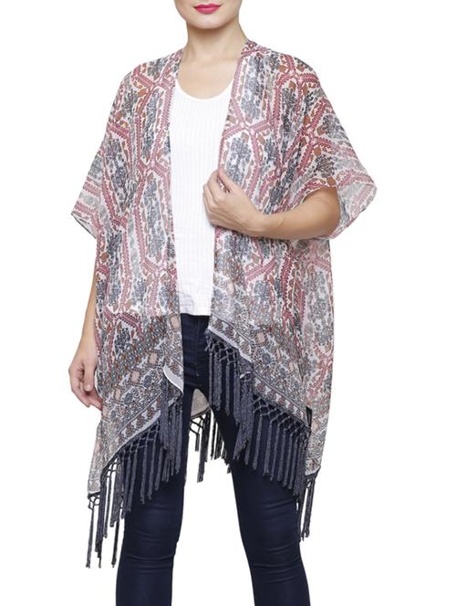 multi colored chiffon asymmetric shrug - 14545747 - Standard Image - 1