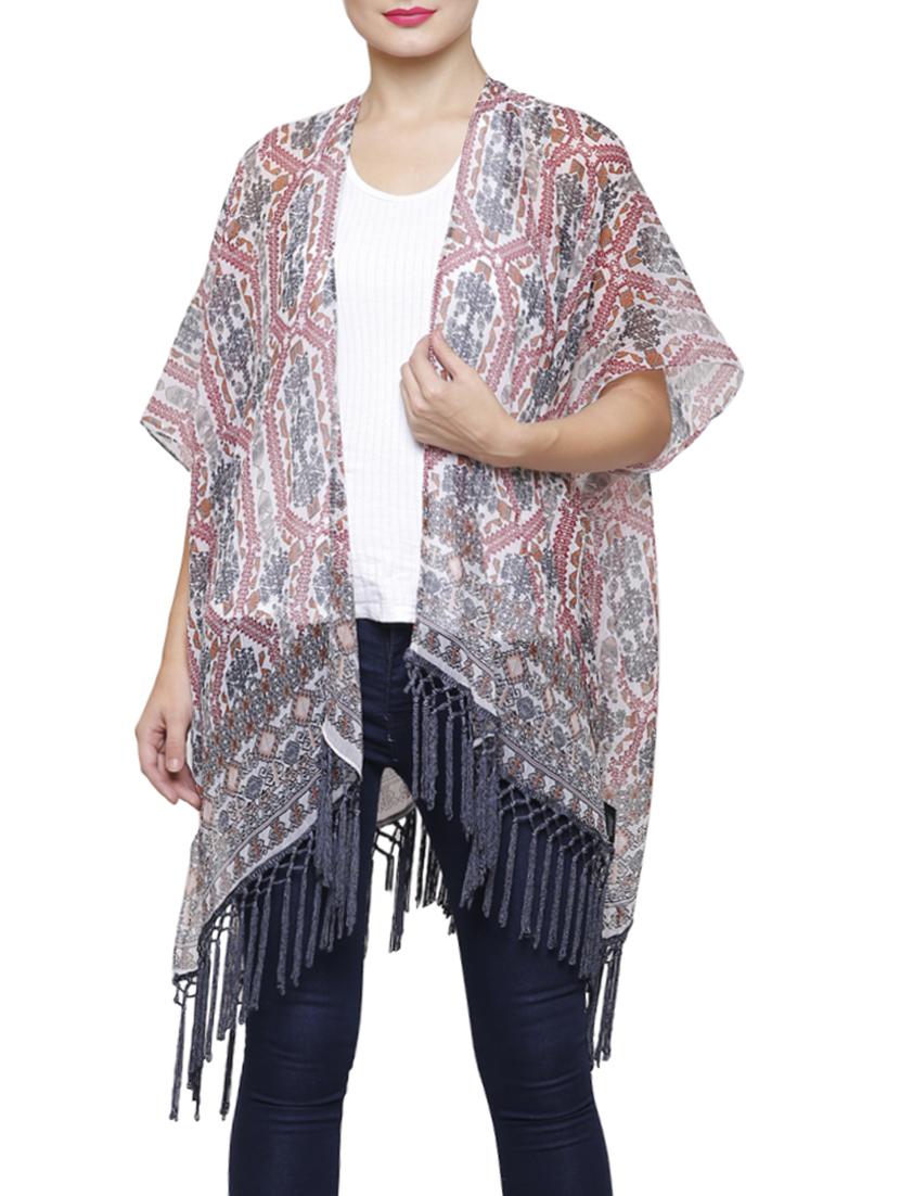 multi colored chiffon asymmetric shrug - 14545747 - Zoom Image - 1