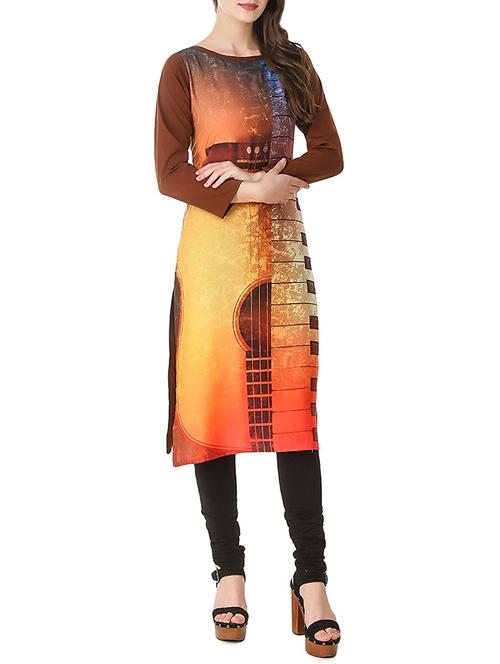 multicolored crepe straight kurta - 14545797 - Very Small Image - 1