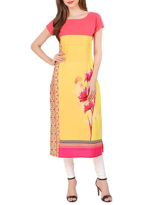 multicolored crepe straight kurta - 14545862 - Very Small Image - 1