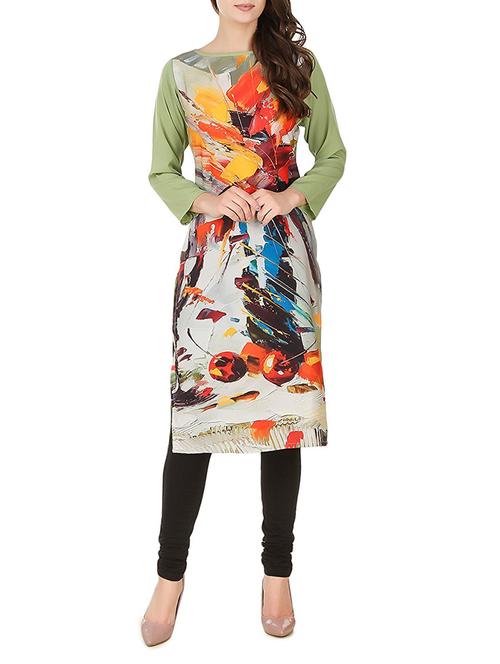 multicolored crepe straight kurta - 14545867 - Very Small Image - 1