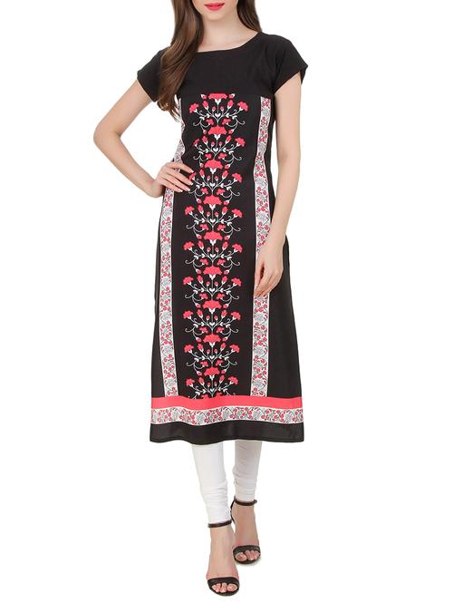 black crepe straight kurta - 14545868 - Very Small Image - 1