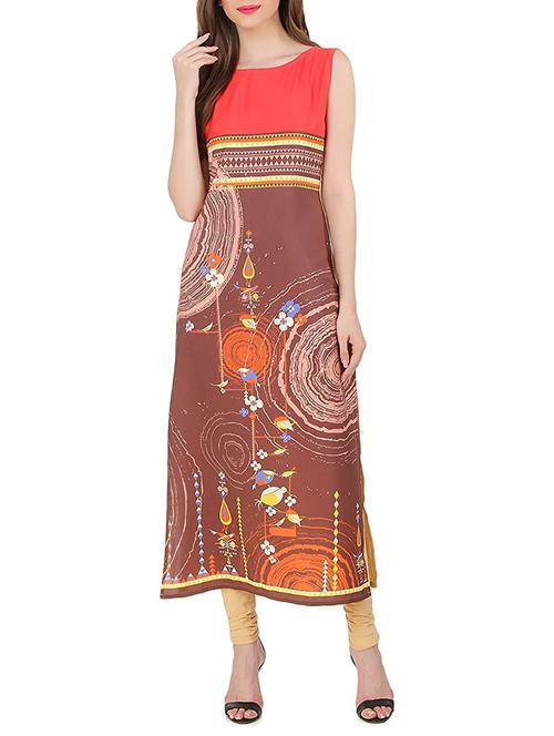 multi colored crepe straight kurta - 14545875 - Very Small Image - 1