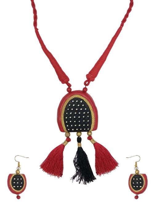 red metal necklace and earrings - 14545910 - Very Small Image - 1