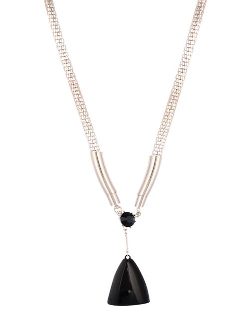 silver metal long necklace - 14545937 - Standard Image - 1