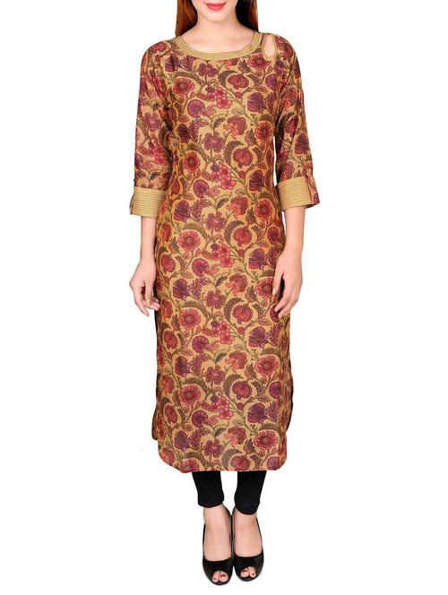 multicolored chanderi straight kurta - 14545960 - Standard Image - 1