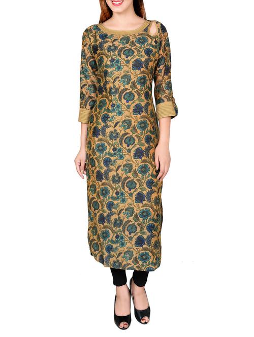 multicolored chanderi straight kurta - 14545961 - Standard Image - 1